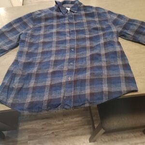 Women's Blue Plaid Button Down Shirt